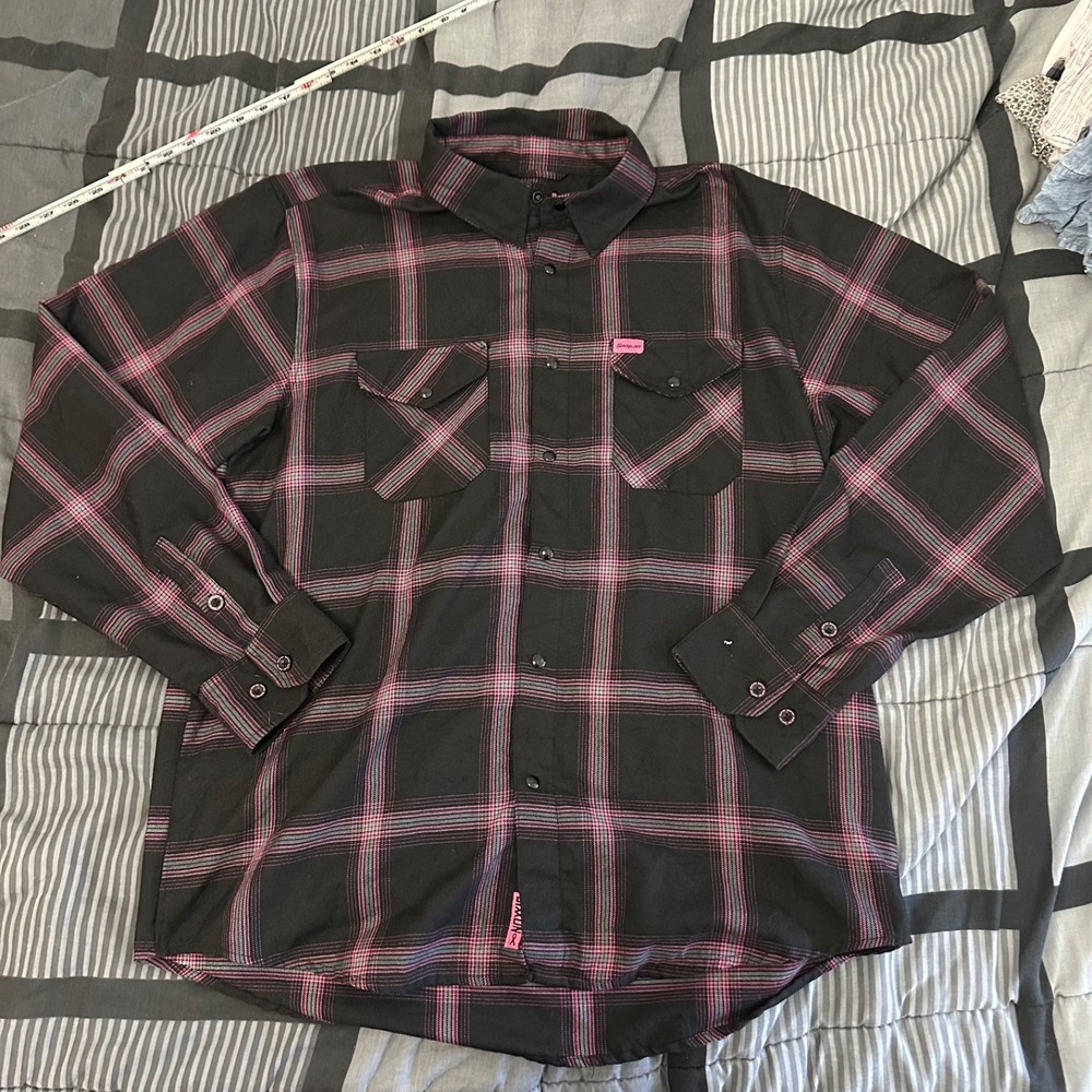 Dixxon Flannel Shirt XL Black Pink Snap-On Tools Cancer Awareness Pearl Snap